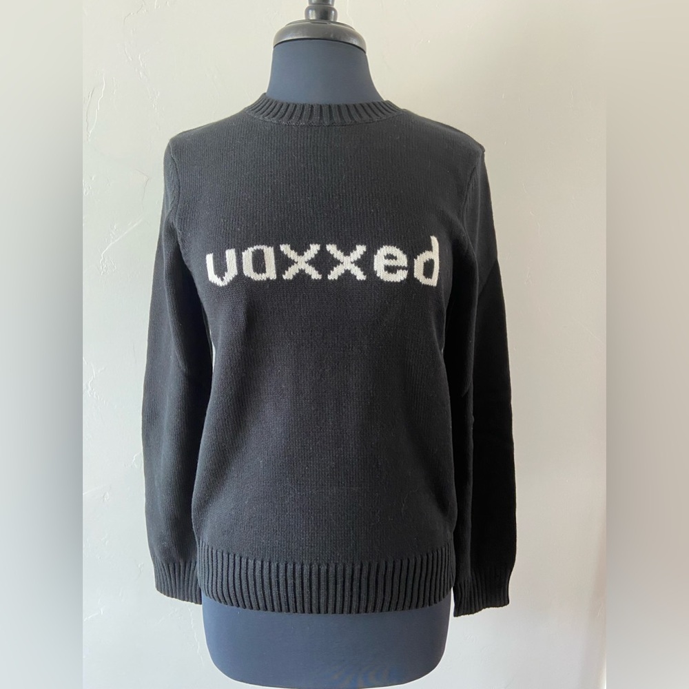 Crew Neck Black Vaxxed Sweater